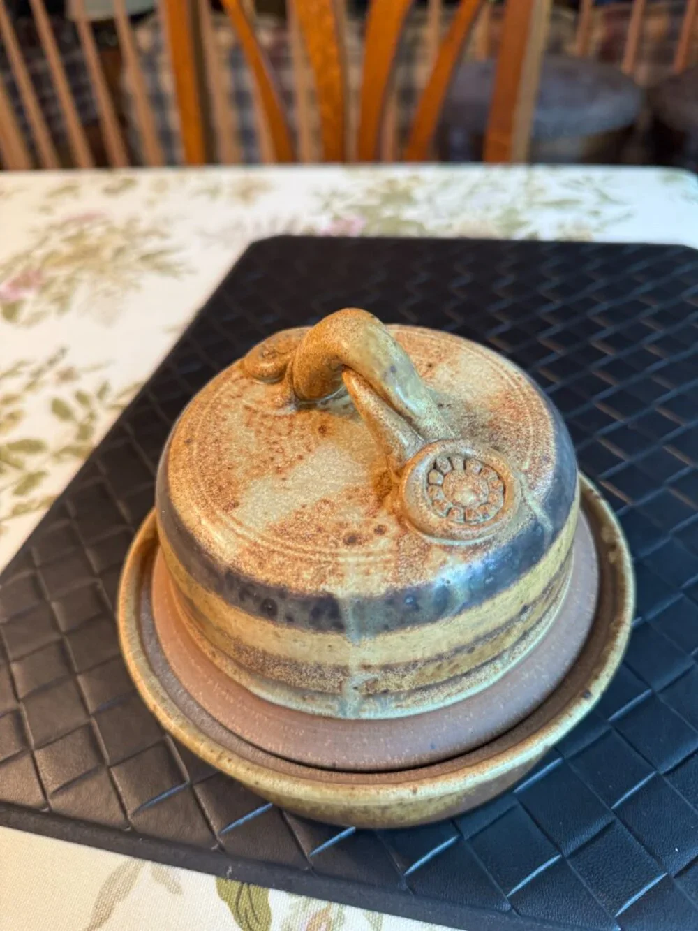 Zappa Pottery Butter Dish Handmade Stoneware 6 1/2